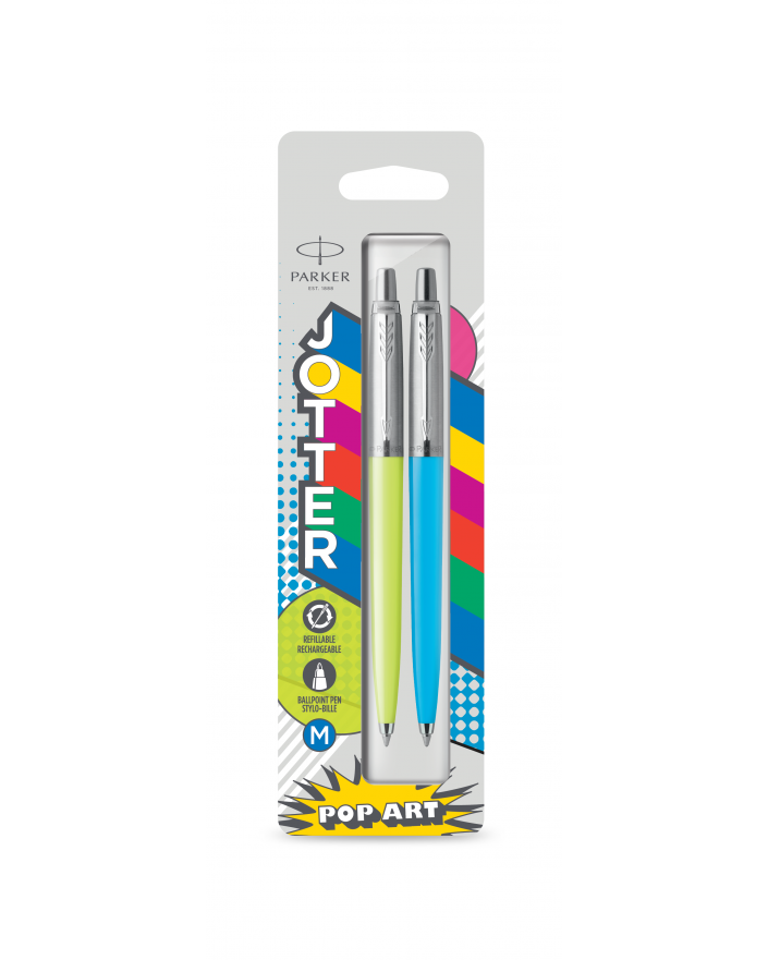 Zestaw 2x Długopis Parker Jotter ORGINALS POP ART LIME & SKY BLUE, 2141357 - 1 - 3026981413575 - - 2141357