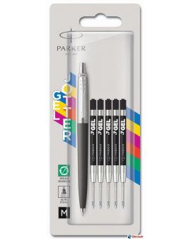 JOTTER ORIGINALS WOW PACK GEL BLACK, Długopis żelowy Jotter Originals czarny + 5 wkładów żelowych, PARKER 2141129 - 1 - 30269814